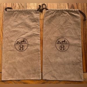 Hermes Brown Velvet Dust Bags | Bundle of 2